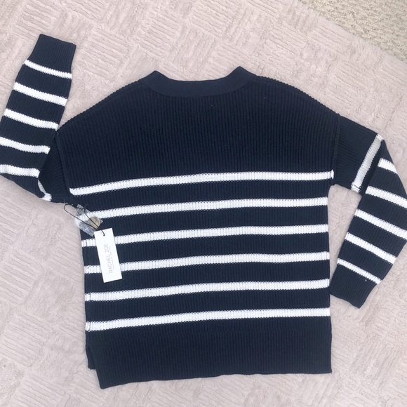 NEW Rachel Zoe Navy White Striped Knit Pullover Sweater - Picture 8 of 14